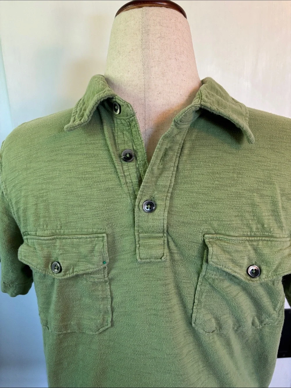 Banana Republic Green Short-Sleeve Pocket Polo